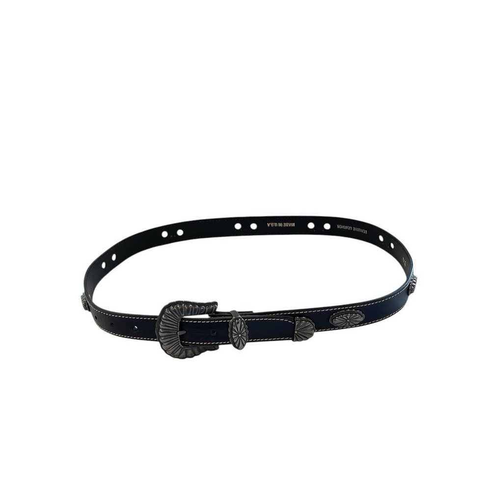 Guess M 34 Black leather Belt with Faux Silver Concho Accents Western Boho GUC‎